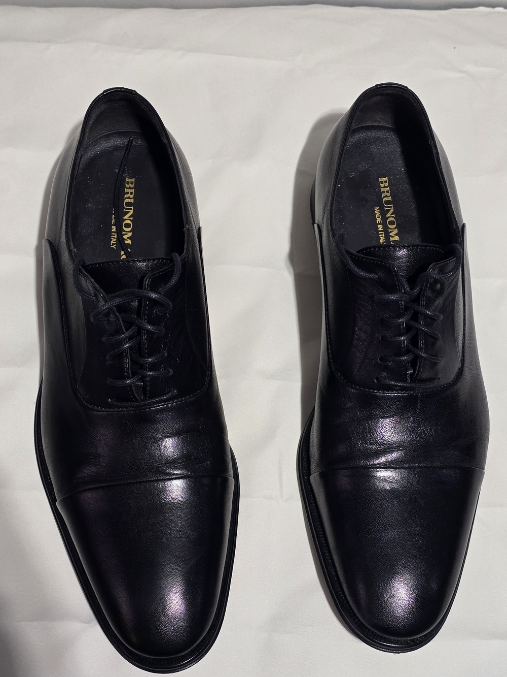 Bruno Magli Black Leather Cap-Toe Oxford Men's Dress Shoes Maioco Mens 9.5